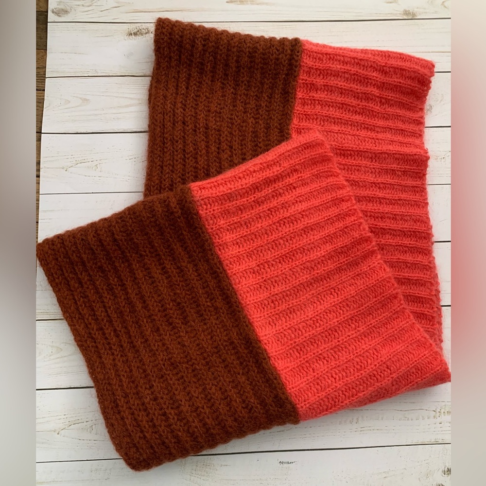 1937 Accessories Infinity Scarf Wool Blend Pink and Brown